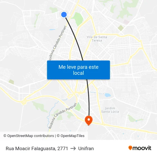 Rua Moacir Falaguasta, 2771 to Unifran map