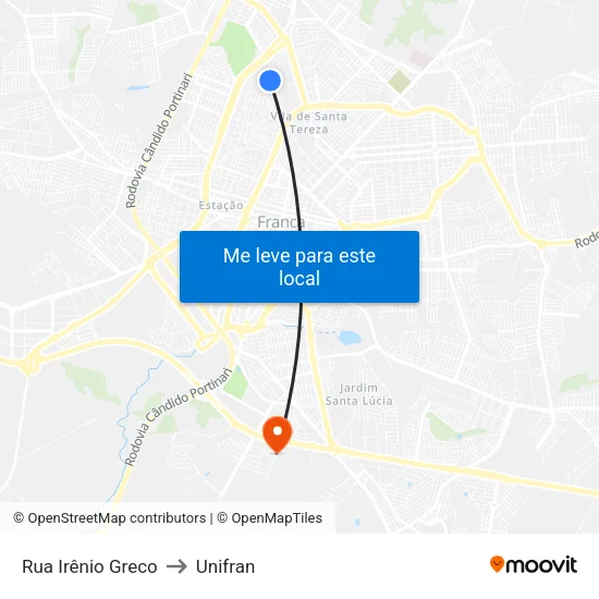 Rua Irênio Greco to Unifran map