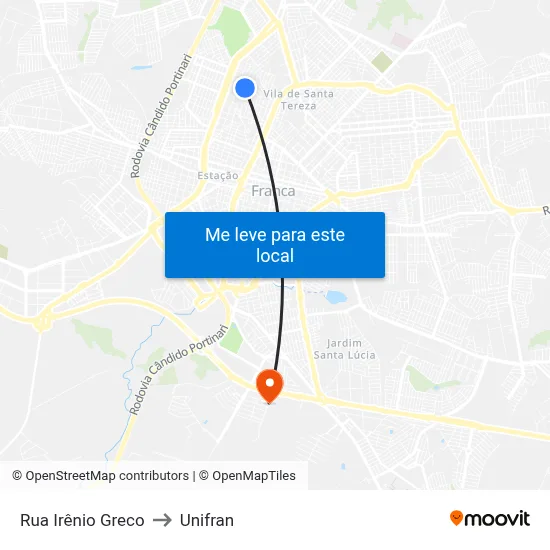 Rua Irênio Greco to Unifran map