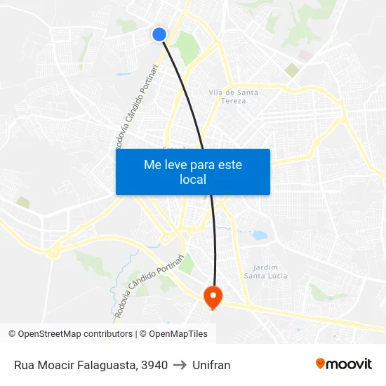 Rua Moacir Falaguasta, 3940 to Unifran map