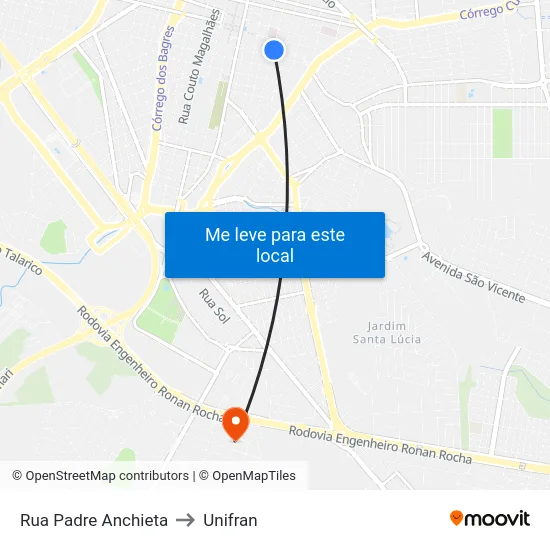 Rua Padre Anchieta to Unifran map