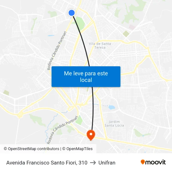 Avenida Francisco Santo Fiori, 310 to Unifran map