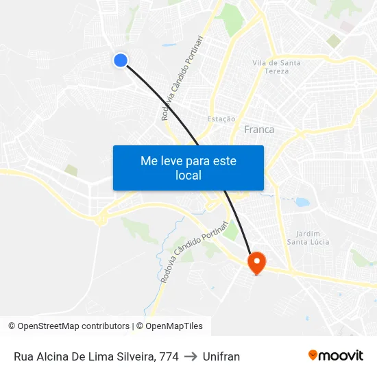 Rua Alcina De Lima Silveira, 774 to Unifran map