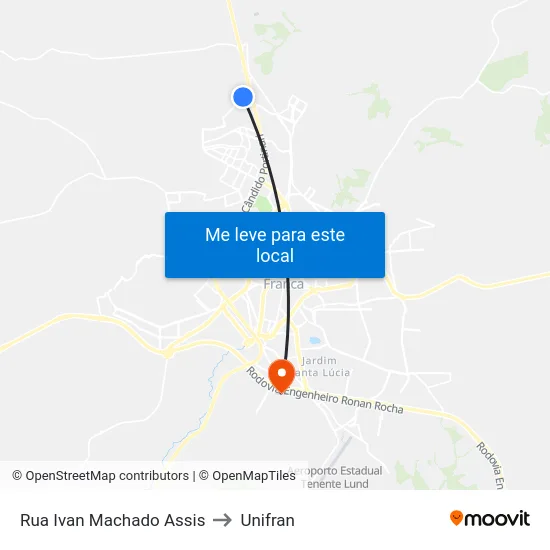 Rua Ivan Machado Assis to Unifran map