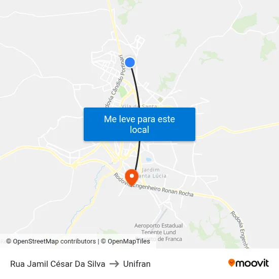 Rua Jamil César Da Silva to Unifran map