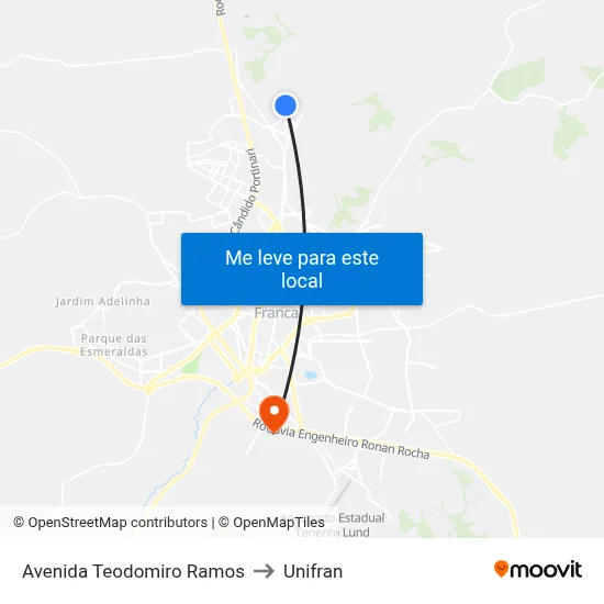 Avenida Teodomiro Ramos to Unifran map