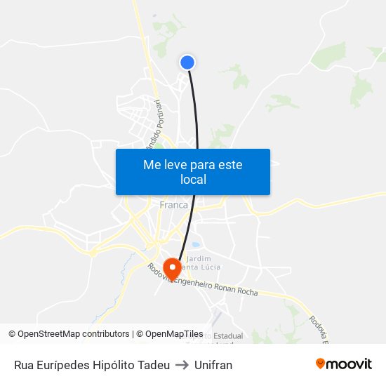 Rua Eurípedes Hipólito Tadeu to Unifran map