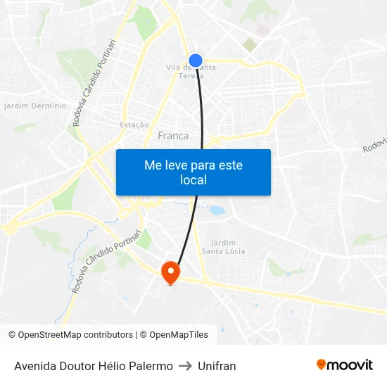 Avenida Doutor Hélio Palermo to Unifran map
