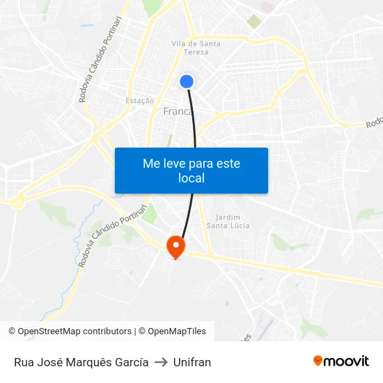 Rua José Marquês García to Unifran map