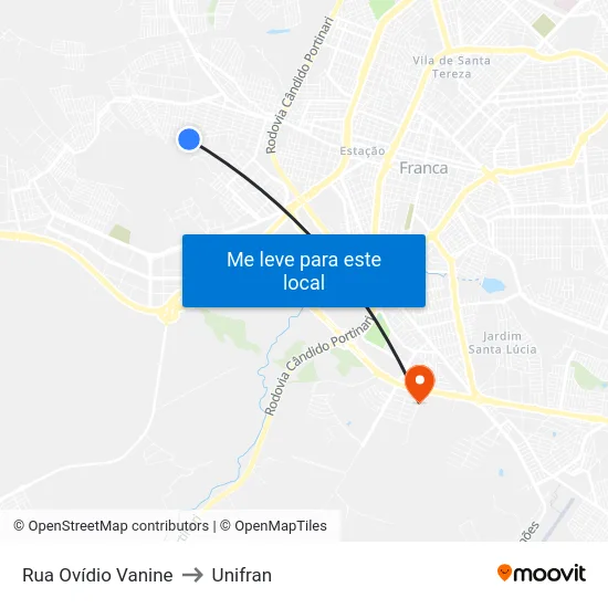 Rua Ovídio Vanine to Unifran map