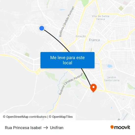 Rua Princesa Isabel to Unifran map