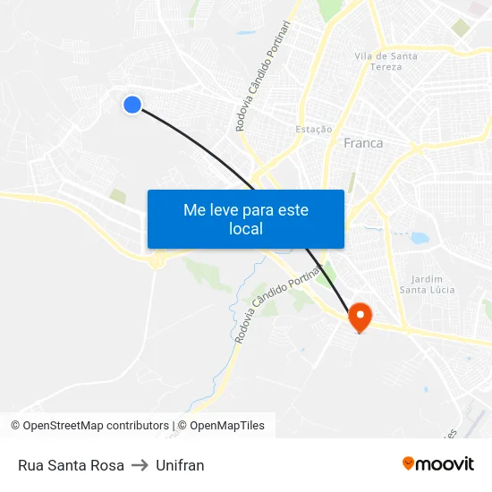 Rua Santa Rosa to Unifran map