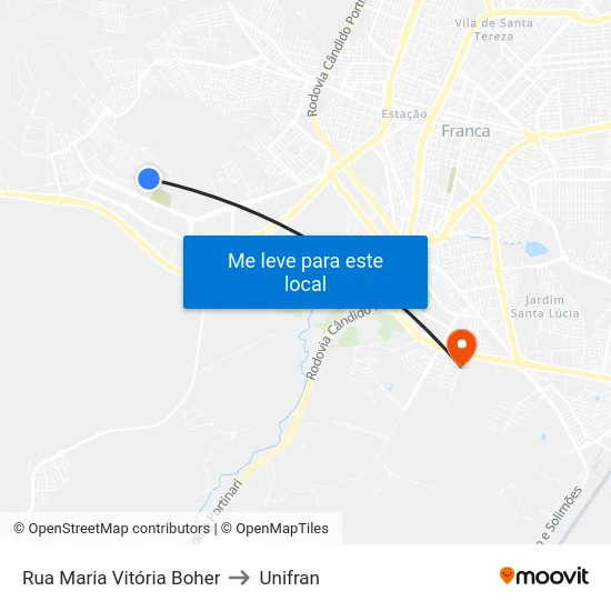 Rua Maria Vitória Boher to Unifran map