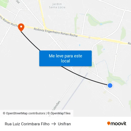 Rua Luiz Corimbara Filho to Unifran map