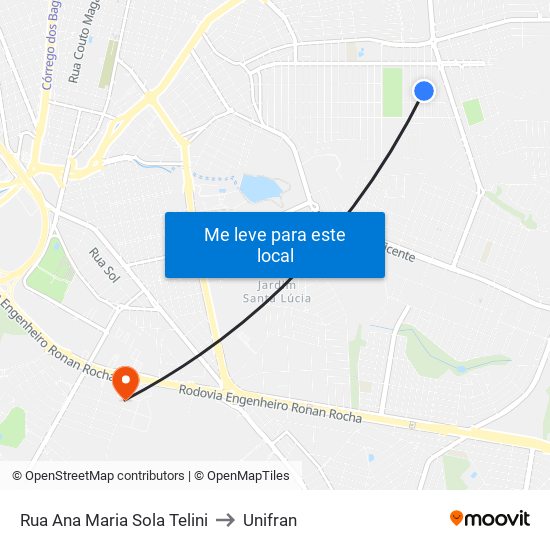 Rua Ana Maria Sola Telini to Unifran map