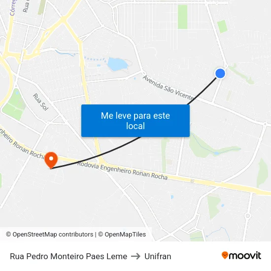 Rua Pedro Monteiro Paes Leme to Unifran map
