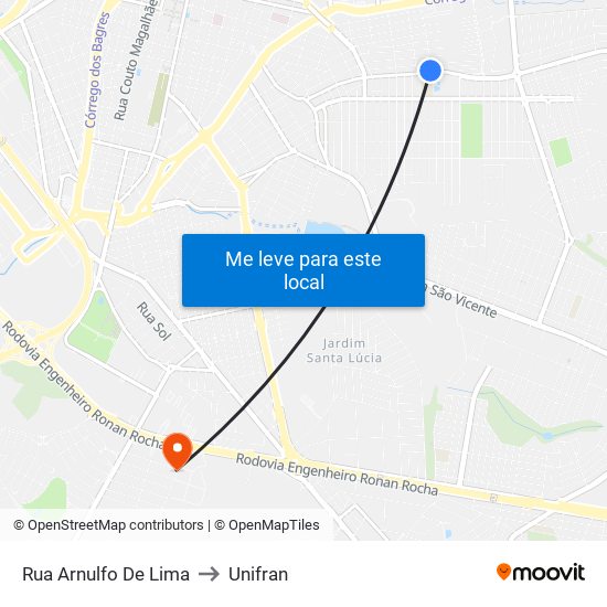 Rua Arnulfo De Lima to Unifran map