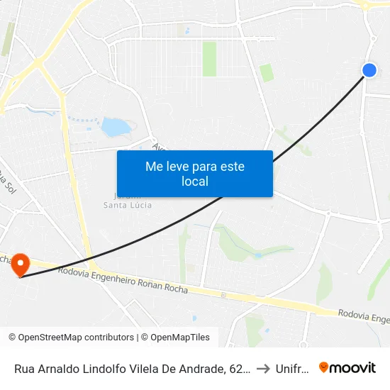 Rua Arnaldo Lindolfo Vilela De Andrade, 6240 to Unifran map