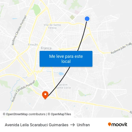 Avenida Leila Scarabuci Guimarães to Unifran map