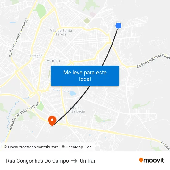 Rua Congonhas Do Campo to Unifran map