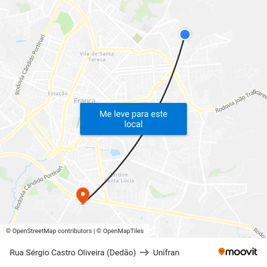 Rua Sérgio Castro Oliveira (Dedão) to Unifran map