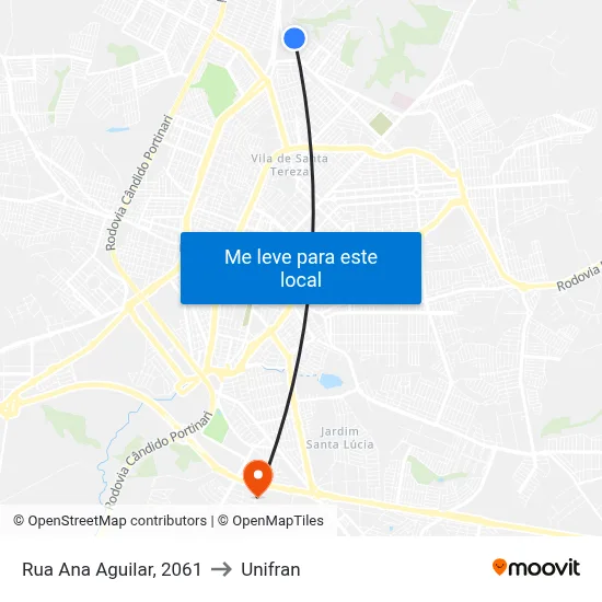 Rua Ana Aguilar, 2061 to Unifran map