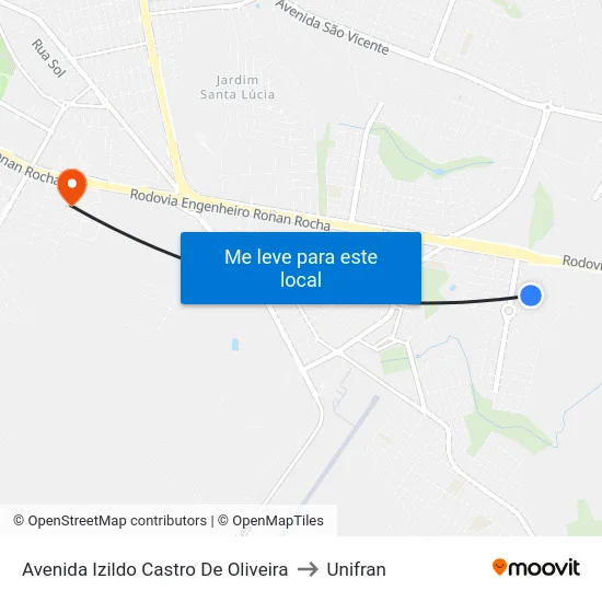 Avenida Izildo Castro De Oliveira to Unifran map