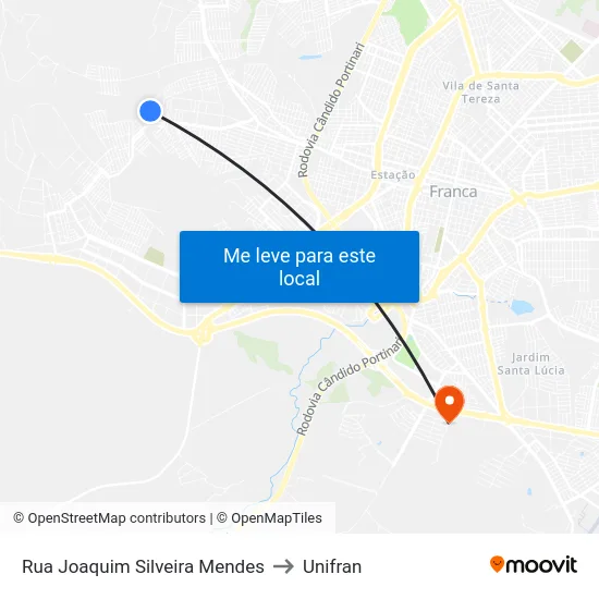 Rua Joaquim Silveira Mendes to Unifran map