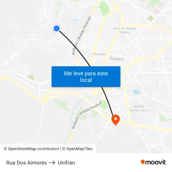 Rua Dos Aimorés to Unifran map
