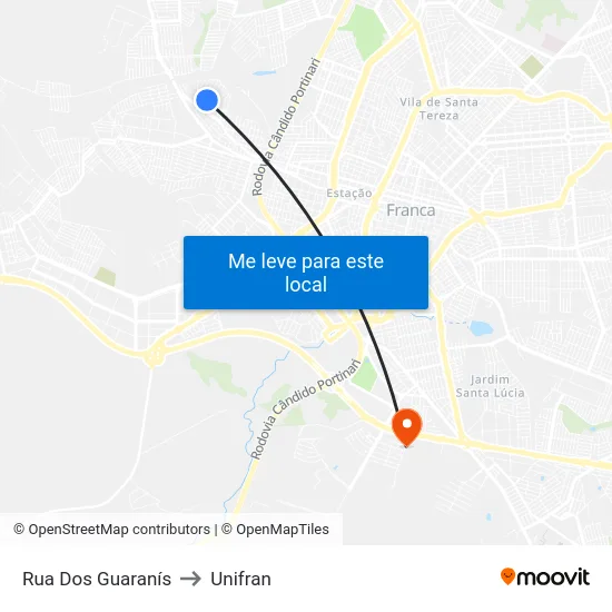 Rua Dos Guaranís to Unifran map