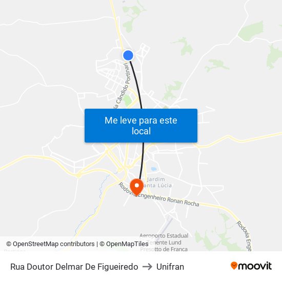 Rua Doutor Delmar De Figueiredo to Unifran map