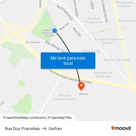 Rua Dos Pracinhas to Unifran map