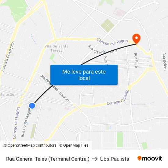 Rua General Teles (Terminal Central) to Ubs Paulista map