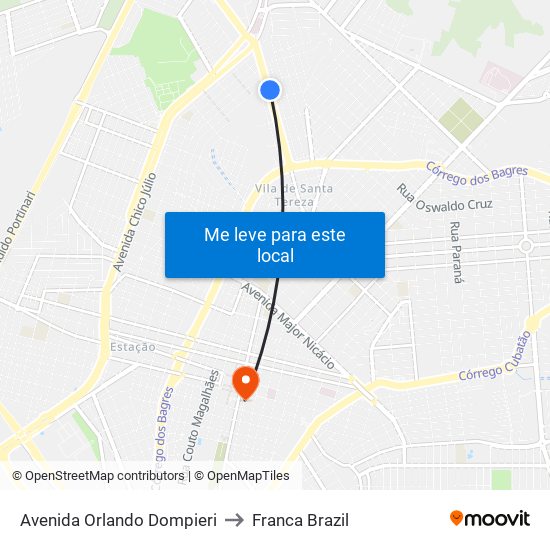 Avenida Orlando Dompieri to Franca Brazil map