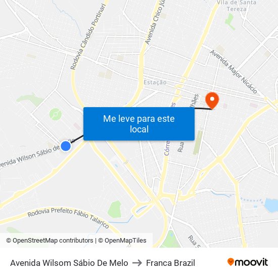 Avenida Wilsom Sábio De Melo to Franca Brazil map