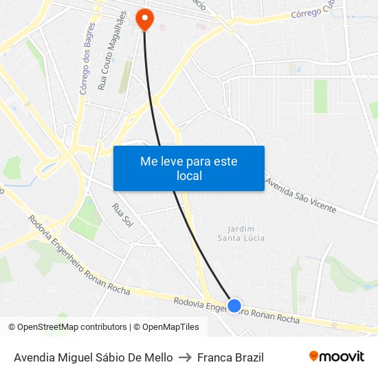 Avendia Miguel Sábio De Mello to Franca Brazil map