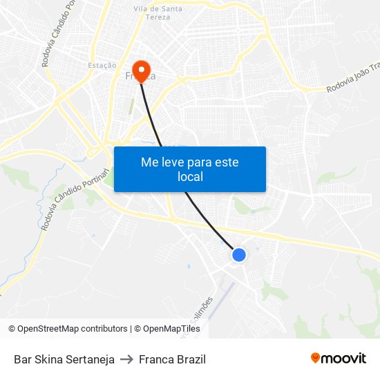 Bar Skina Sertaneja to Franca Brazil map