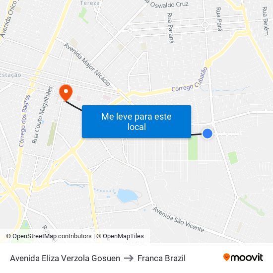 Avenida Eliza Verzola Gosuen to Franca Brazil map