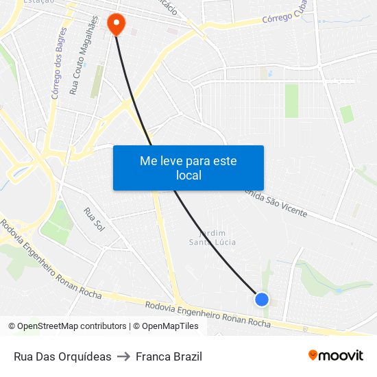 Rua Das Orquídeas to Franca Brazil map