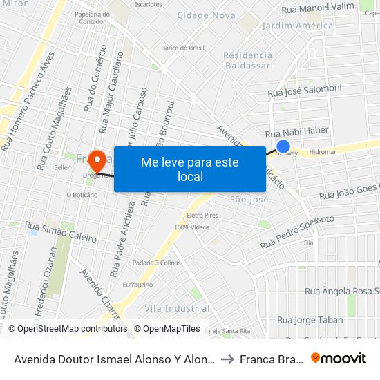 Avenida Doutor Ismael Alonso Y Alonso to Franca Brazil map