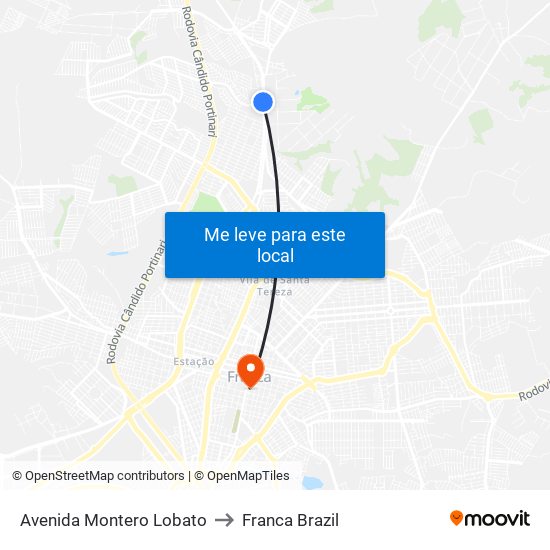 Avenida Montero Lobato to Franca Brazil map