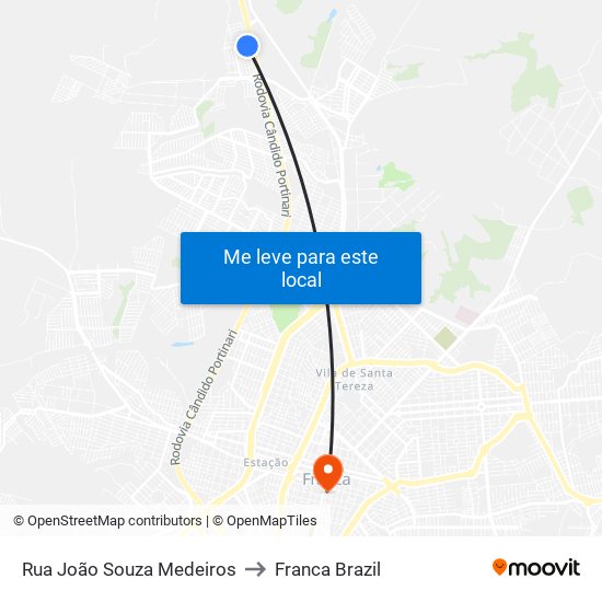 Rua João Souza Medeiros to Franca Brazil map