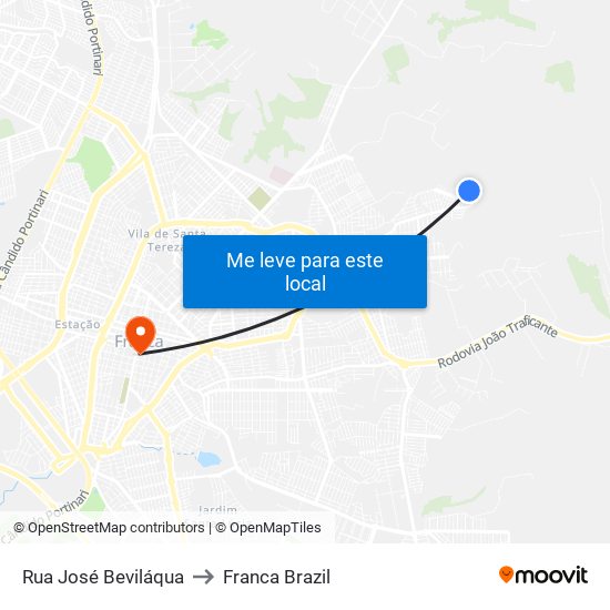 Rua José Beviláqua to Franca Brazil map
