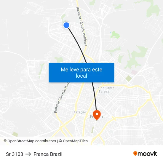 Sr 3103 to Franca Brazil map