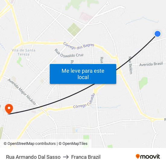 Rua Armando Dal Sasso to Franca Brazil map