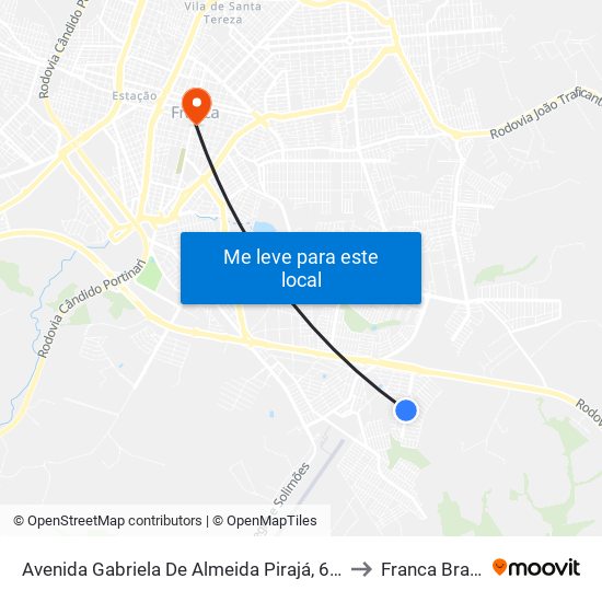 Avenida Gabriela De Almeida Pirajá, 635 to Franca Brazil map