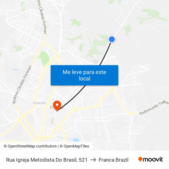 Rua Igreja Metodista Do Brasil, 521 to Franca Brazil map