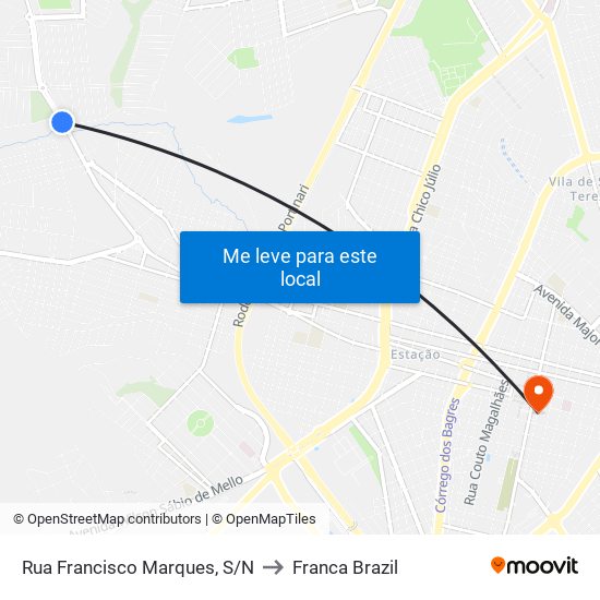 Rua Francisco Marques, S/N to Franca Brazil map
