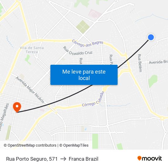 Rua Porto Seguro, 571 to Franca Brazil map