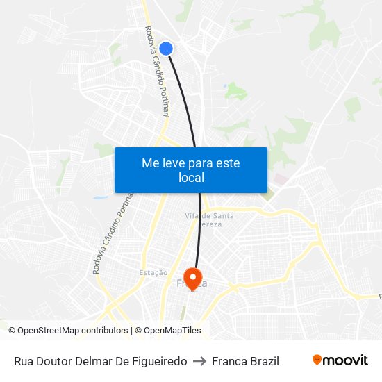 Rua Doutor Delmar De Figueiredo to Franca Brazil map